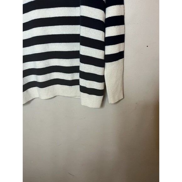 J.Crew Relaxed Cashmere Sweater navy Burgandy stripe size small preppy classic - Picture 3 of 7
